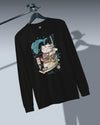Samurai Cat Love Fish 2 Ukiyo-e Funny Unisex Long Sleeve Tee