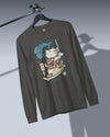 Samurai Cat Love Fish 2 Ukiyo-e Funny Unisex Long Sleeve Tee