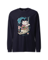 Samurai Cat Love Fish 2 Ukiyo-e Funny Unisex Long Sleeve Tee