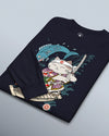 Samurai Cat Love Fish 2 Ukiyo-e Funny Unisex Long Sleeve Tee