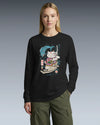 Samurai Cat Love Fish 2 Ukiyo-e Funny Unisex Long Sleeve Tee
