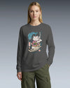 Samurai Cat Love Fish 2 Ukiyo-e Funny Unisex Long Sleeve Tee