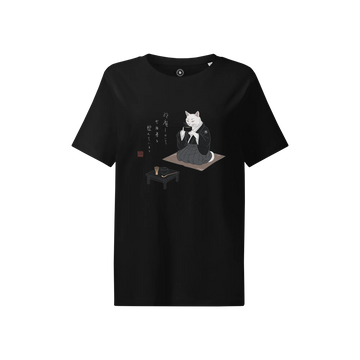 Samurai Cat Tea Time Tee Japanese Ukiyo-e Women’s Organic T-shirt