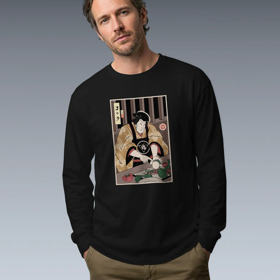 Samurai Chef 2 Cook Dish Ukiyo-e Unisex Long Sleeve Tee - Samurai Original