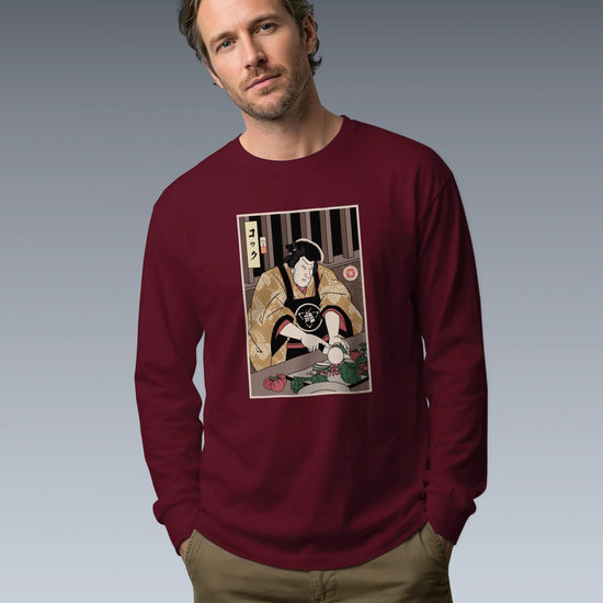 Samurai Chef 2 Cook Dish Ukiyo-e Unisex Long Sleeve Tee - Samurai Original