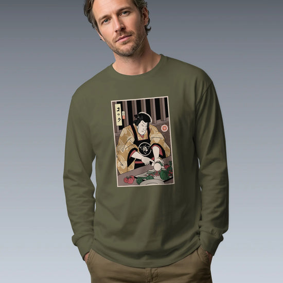 Samurai Chef 2 Cook Dish Ukiyo-e Unisex Long Sleeve Tee - Samurai Original