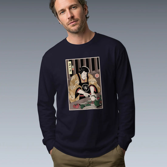 Samurai Chef 2 Cook Dish Ukiyo-e Unisex Long Sleeve Tee - Samurai Original