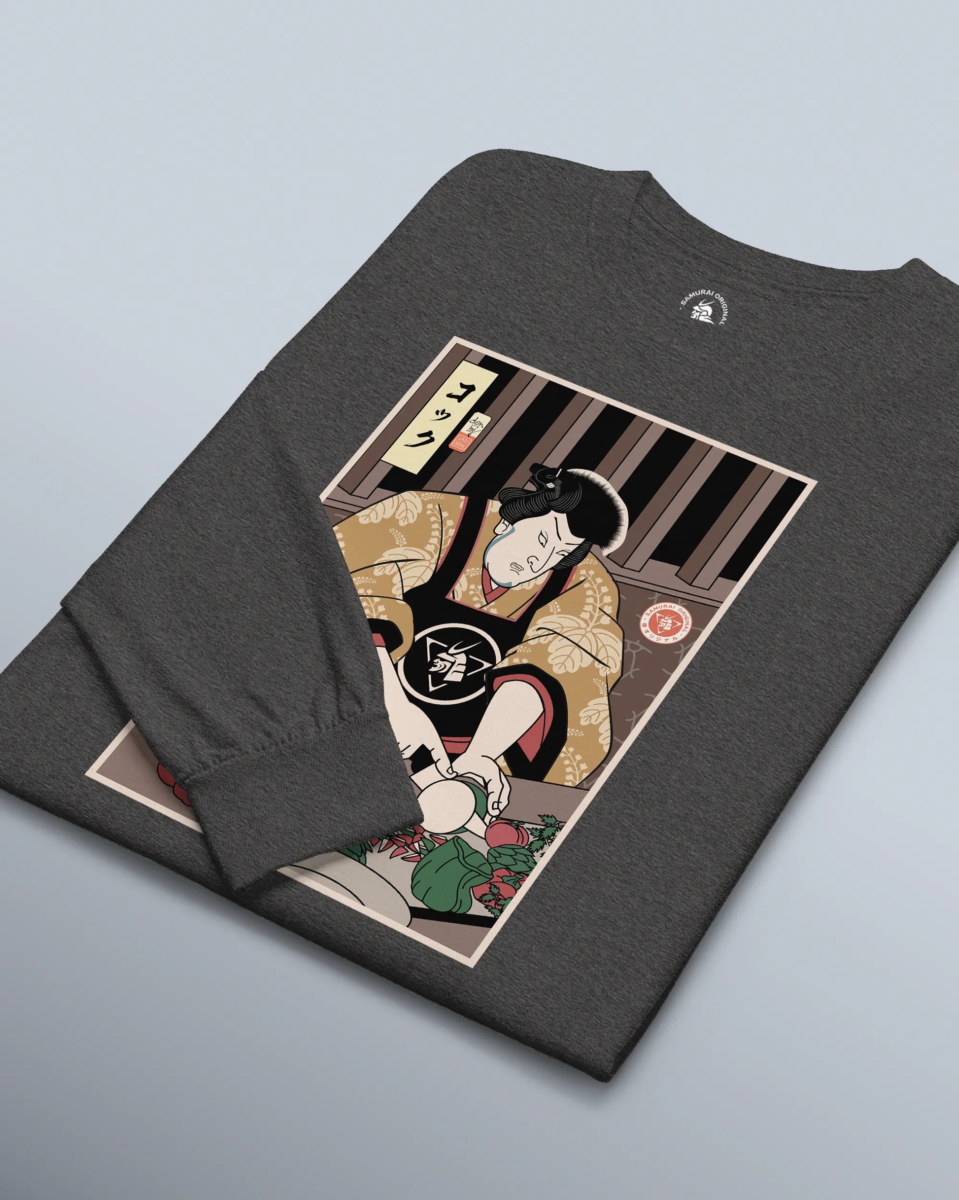 Samurai Chef 2 Cook Dish Ukiyo-e Unisex Long Sleeve Tee - Samurai Original