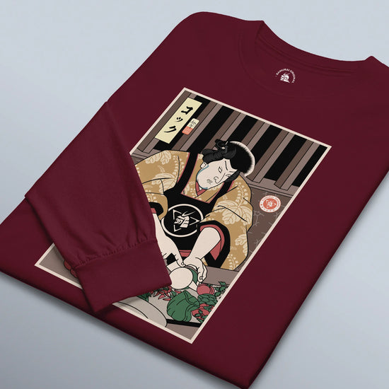 Samurai Chef 2 Cook Dish Ukiyo-e Unisex Long Sleeve Tee - Samurai Original