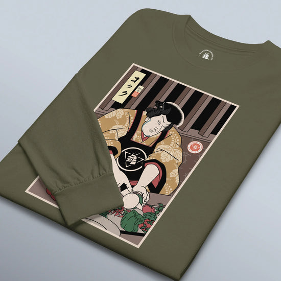 Samurai Chef 2 Cook Dish Ukiyo-e Unisex Long Sleeve Tee - Samurai Original