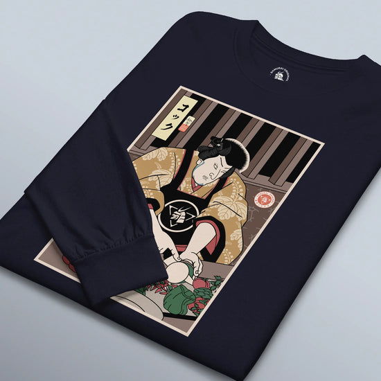 Samurai Chef 2 Cook Dish Ukiyo-e Unisex Long Sleeve Tee - Samurai Original