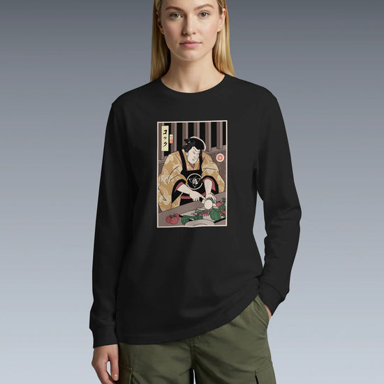 Samurai Chef 2 Cook Dish Ukiyo-e Unisex Long Sleeve Tee - Samurai Original