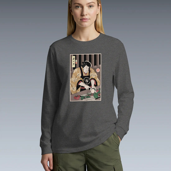 Samurai Chef 2 Cook Dish Ukiyo-e Unisex Long Sleeve Tee - Samurai Original