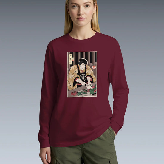 Samurai Chef 2 Cook Dish Ukiyo-e Unisex Long Sleeve Tee - Samurai Original