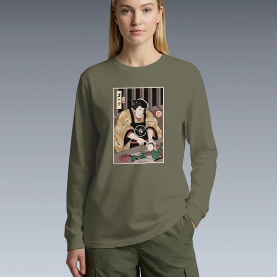 Samurai Chef 2 Cook Dish Ukiyo-e Unisex Long Sleeve Tee - Samurai Original
