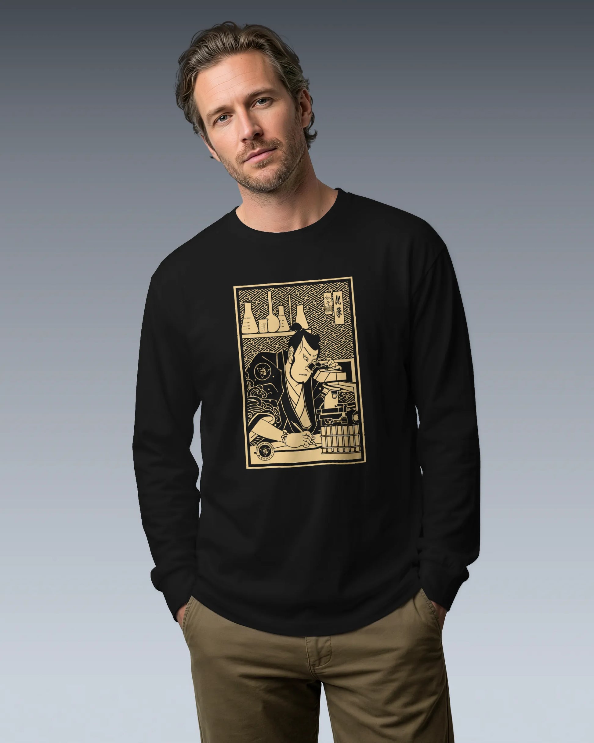 Samurai Chemistry Natural Science Ukiyo-e Unisex Long Sleeve Tee - Samurai Original