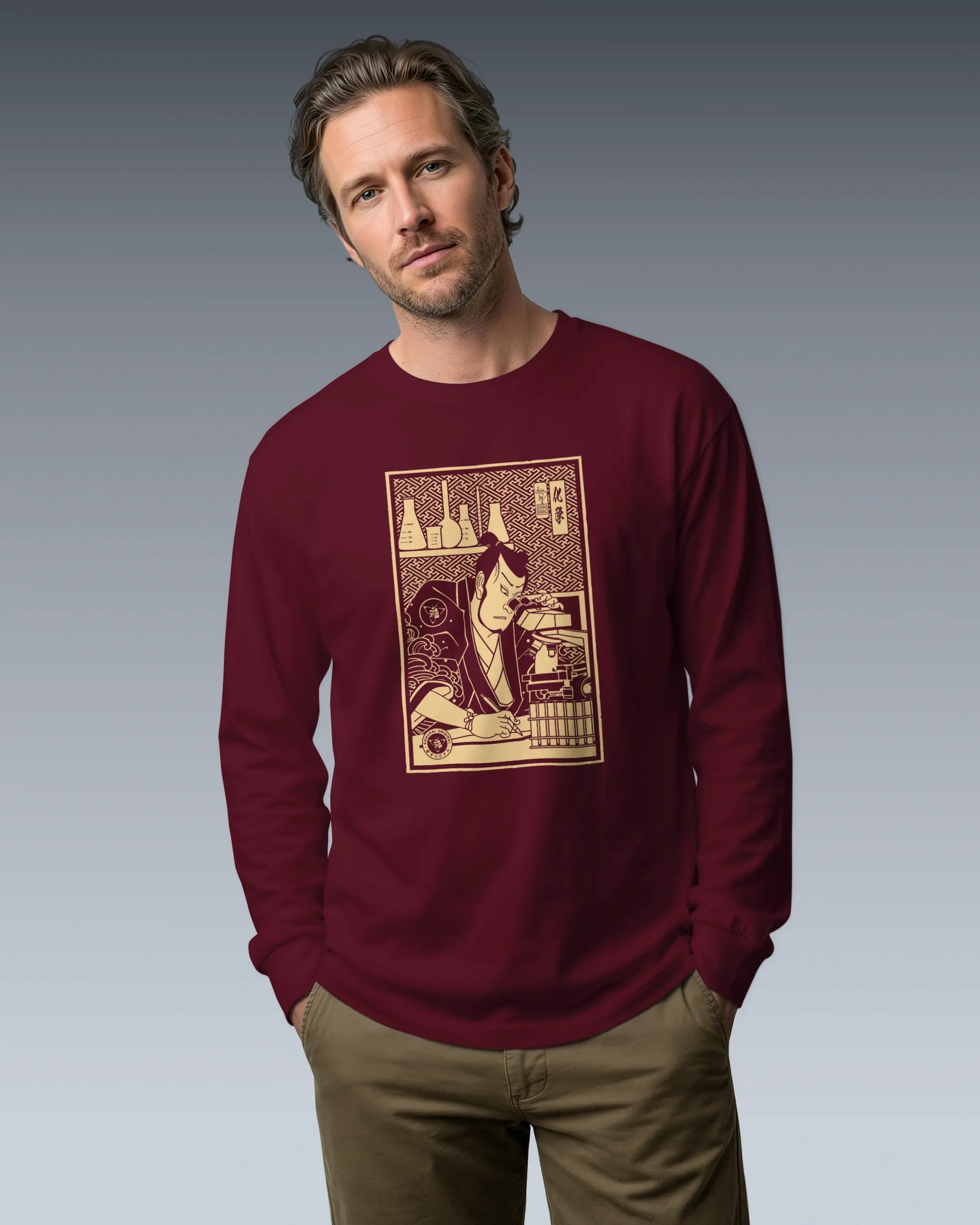 Samurai Chemistry Natural Science Ukiyo-e Unisex Long Sleeve Tee - Samurai Original