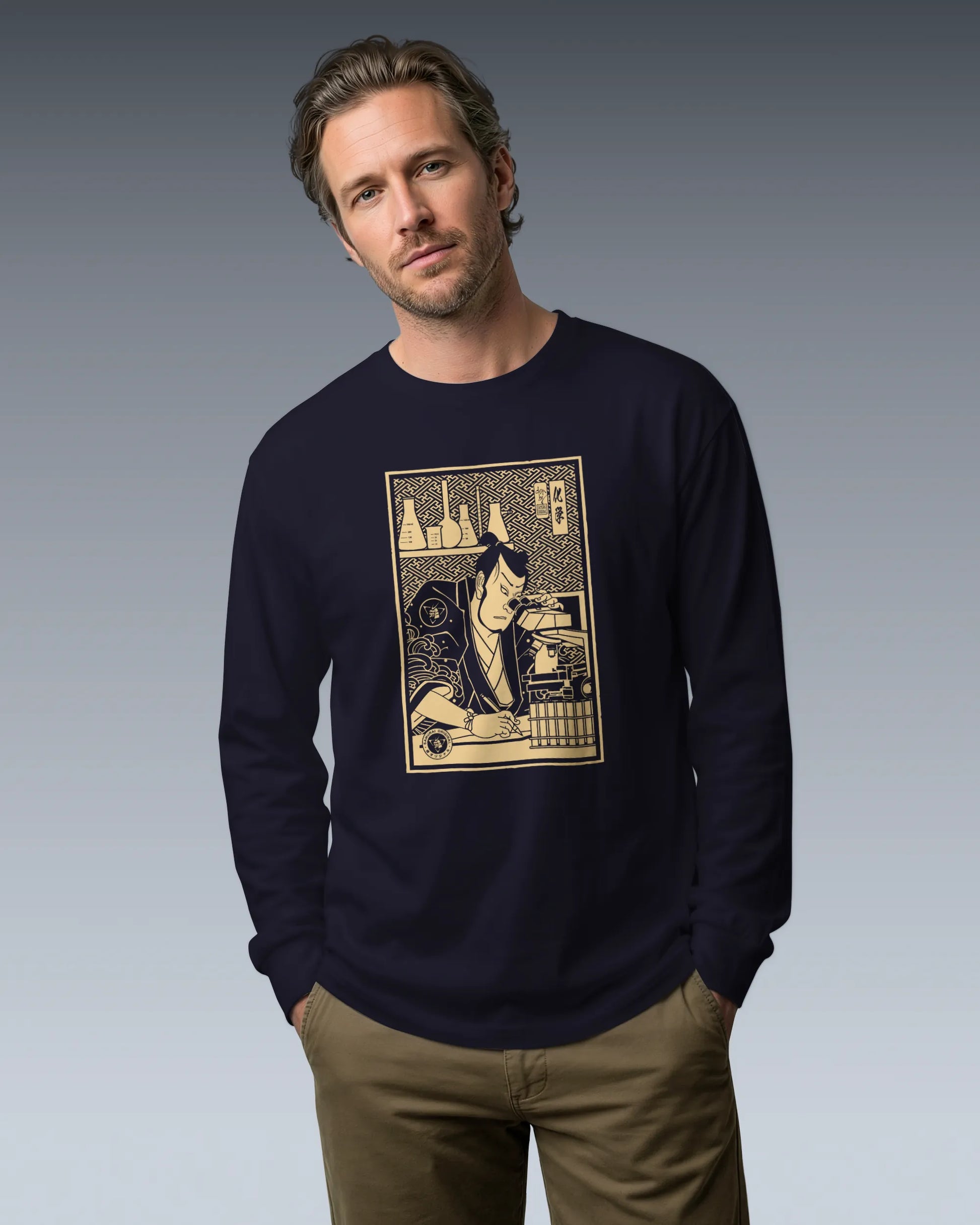Samurai Chemistry Natural Science Ukiyo-e Unisex Long Sleeve Tee - Samurai Original