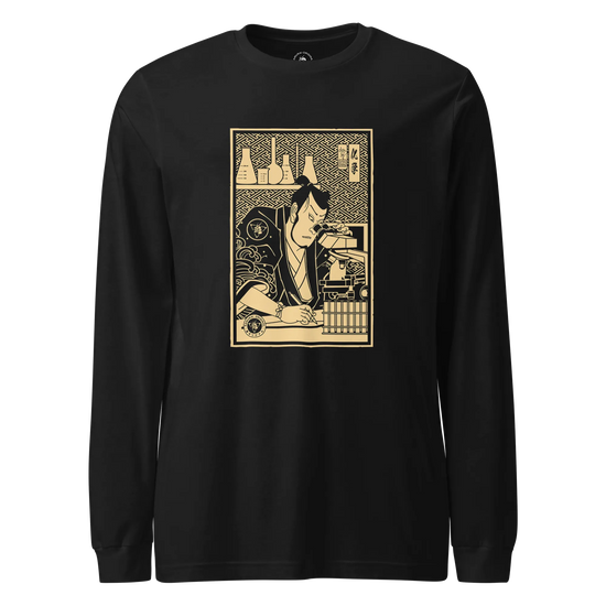 Samurai Chemistry Natural Science Ukiyo-e Unisex Long Sleeve Tee Black - Samurai Original