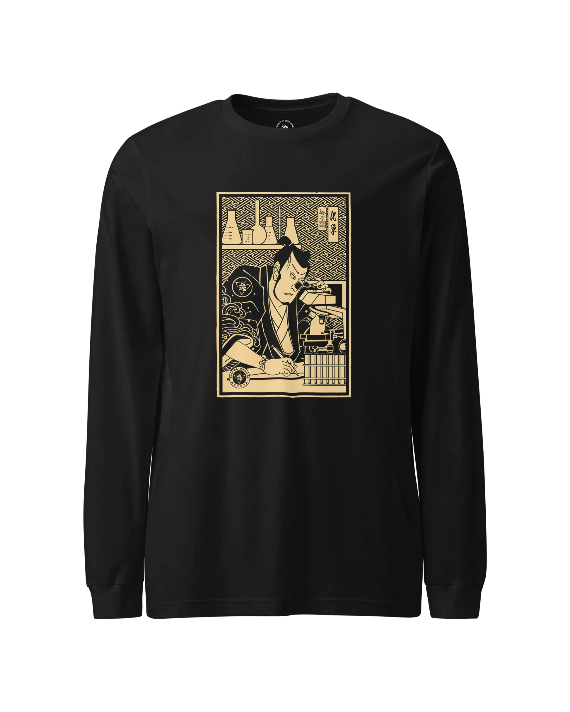 Samurai Chemistry Natural Science Ukiyo-e Unisex Long Sleeve Tee Black - Samurai Original