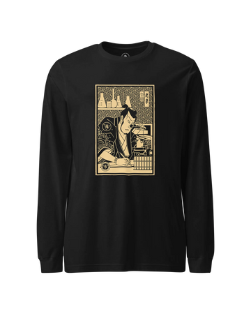 Samurai Chemistry Natural Science Ukiyo-e Unisex Long Sleeve Tee Black - Samurai Original