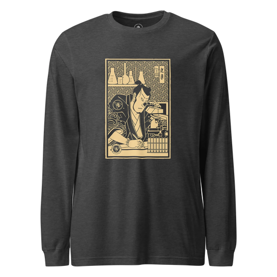 Samurai Chemistry Natural Science Ukiyo-e Unisex Long Sleeve Tee Dark Grey Heather - Samurai Original