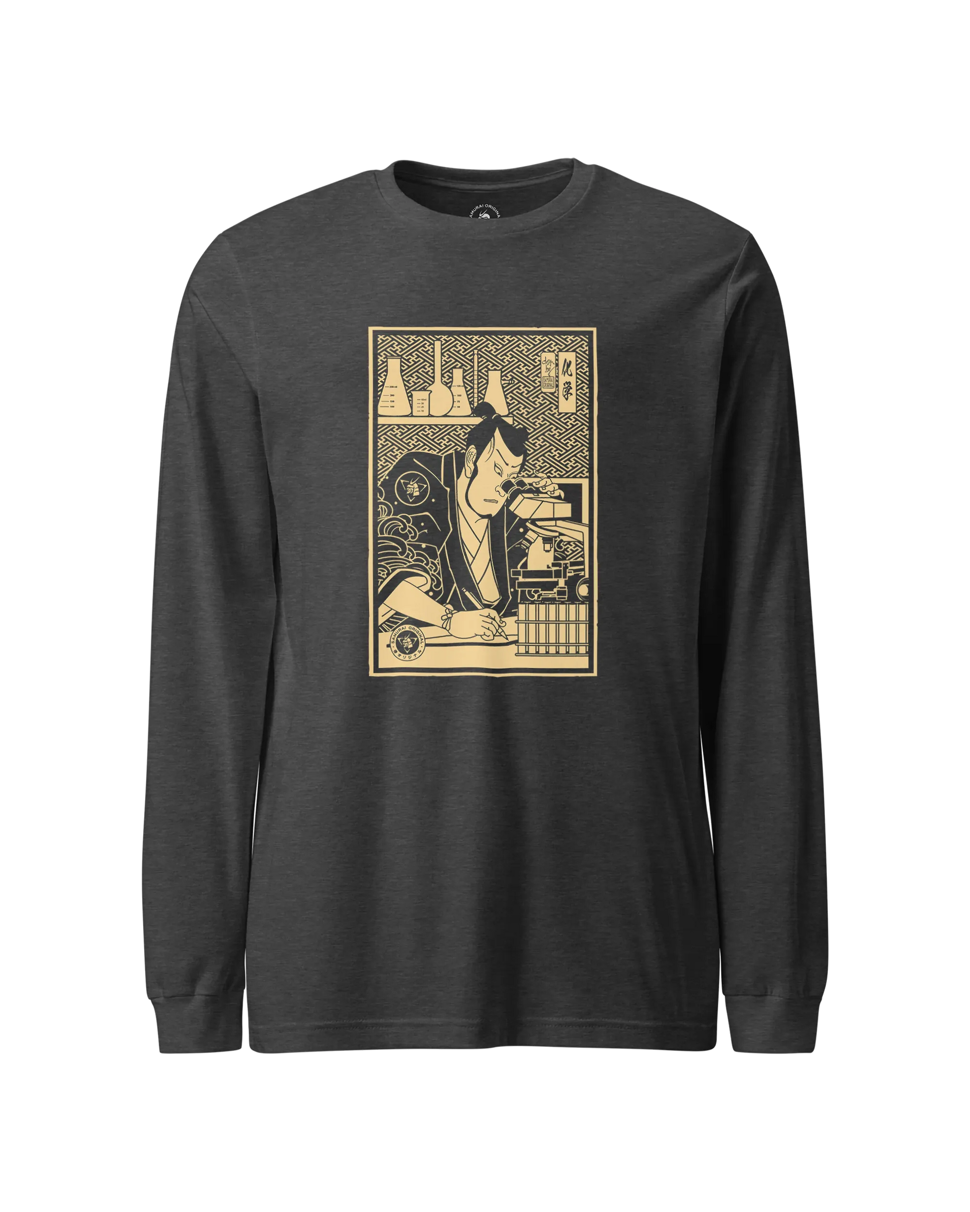 Samurai Chemistry Natural Science Ukiyo-e Unisex Long Sleeve Tee Dark Grey Heather - Samurai Original