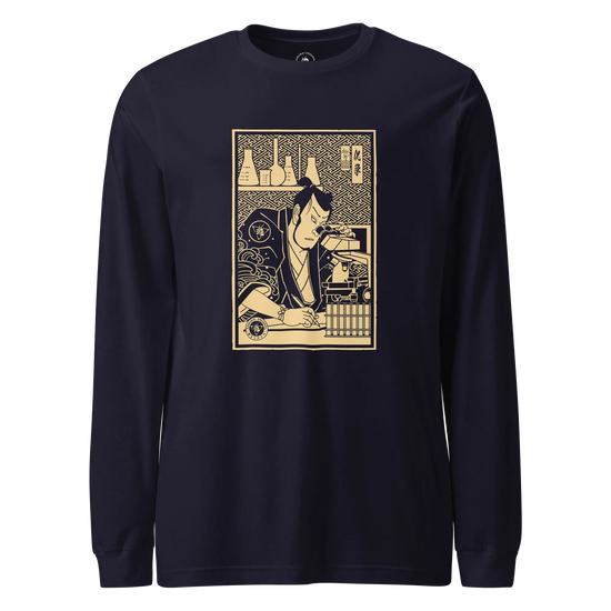 Samurai Chemistry Natural Science Ukiyo-e Unisex Long Sleeve Tee Navy - Samurai Original