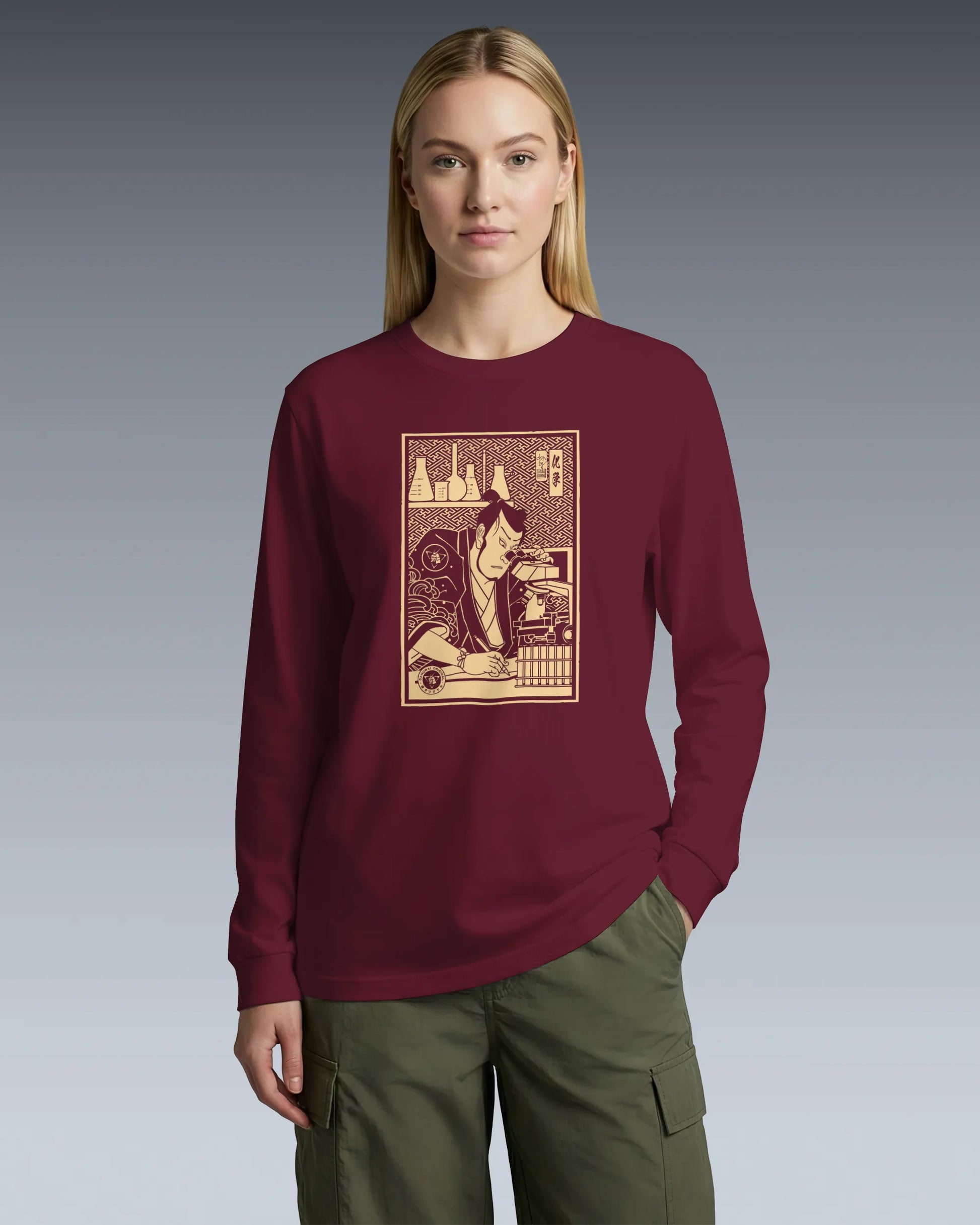 Samurai Chemistry Natural Science Ukiyo-e Unisex Long Sleeve Tee - Samurai Original