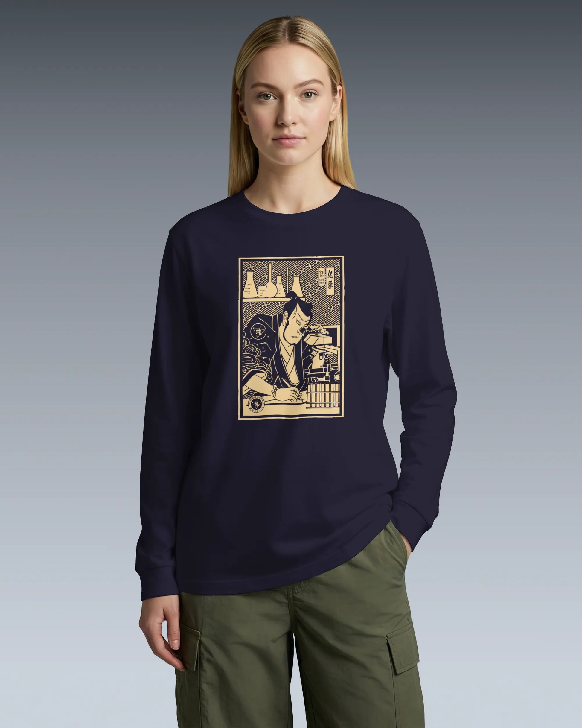 Samurai Chemistry Natural Science Ukiyo-e Unisex Long Sleeve Tee - Samurai Original