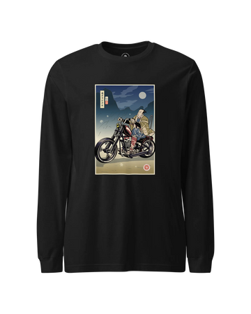 Samurai Chopper Motorcycle Ukiyo-e Unisex Long Sleeve Tee