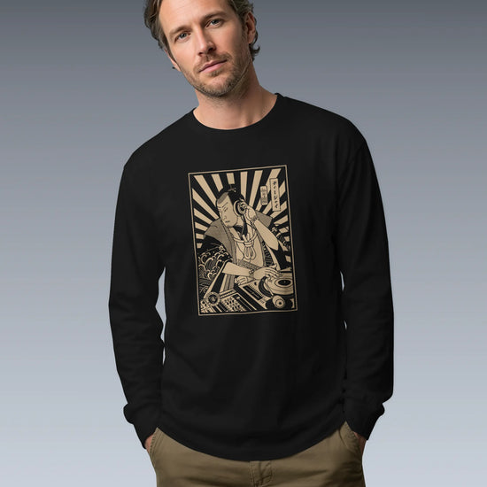 Samurai DJ 3 Turntable Music Ukiyo-e Unisex Long Sleeve Tee - Samurai Original