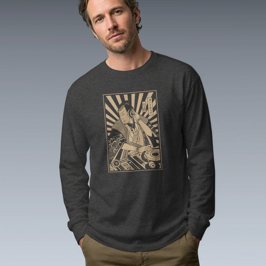 Samurai DJ 3 Turntable Music Ukiyo-e Unisex Long Sleeve Tee - Samurai Original