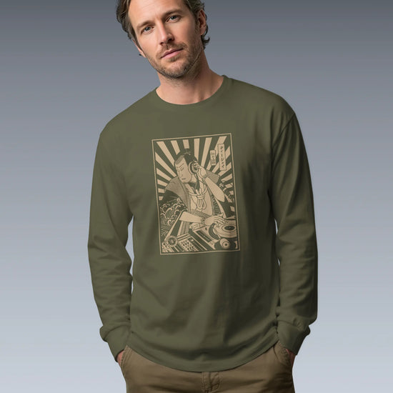 Samurai DJ 3 Turntable Music Ukiyo-e Unisex Long Sleeve Tee - Samurai Original