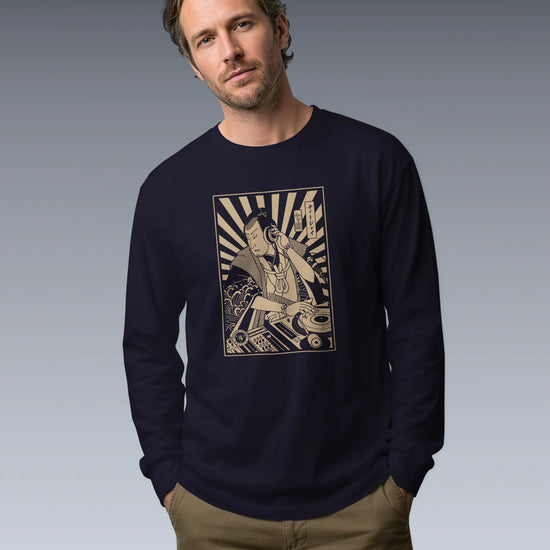 Samurai DJ 3 Turntable Music Ukiyo-e Unisex Long Sleeve Tee - Samurai Original