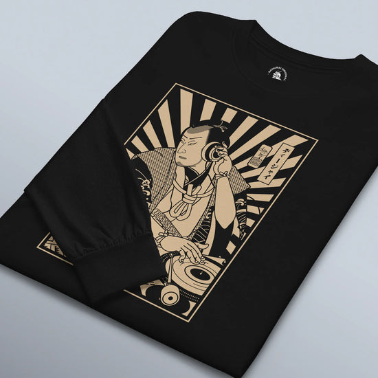 Samurai DJ 3 Turntable Music Ukiyo-e Unisex Long Sleeve Tee - Samurai Original