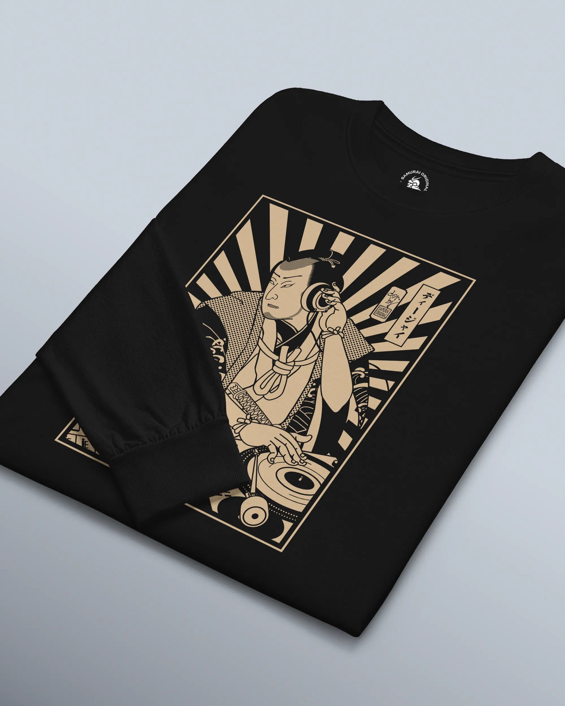 Samurai DJ 3 Turntable Music Ukiyo-e Unisex Long Sleeve Tee - Samurai Original