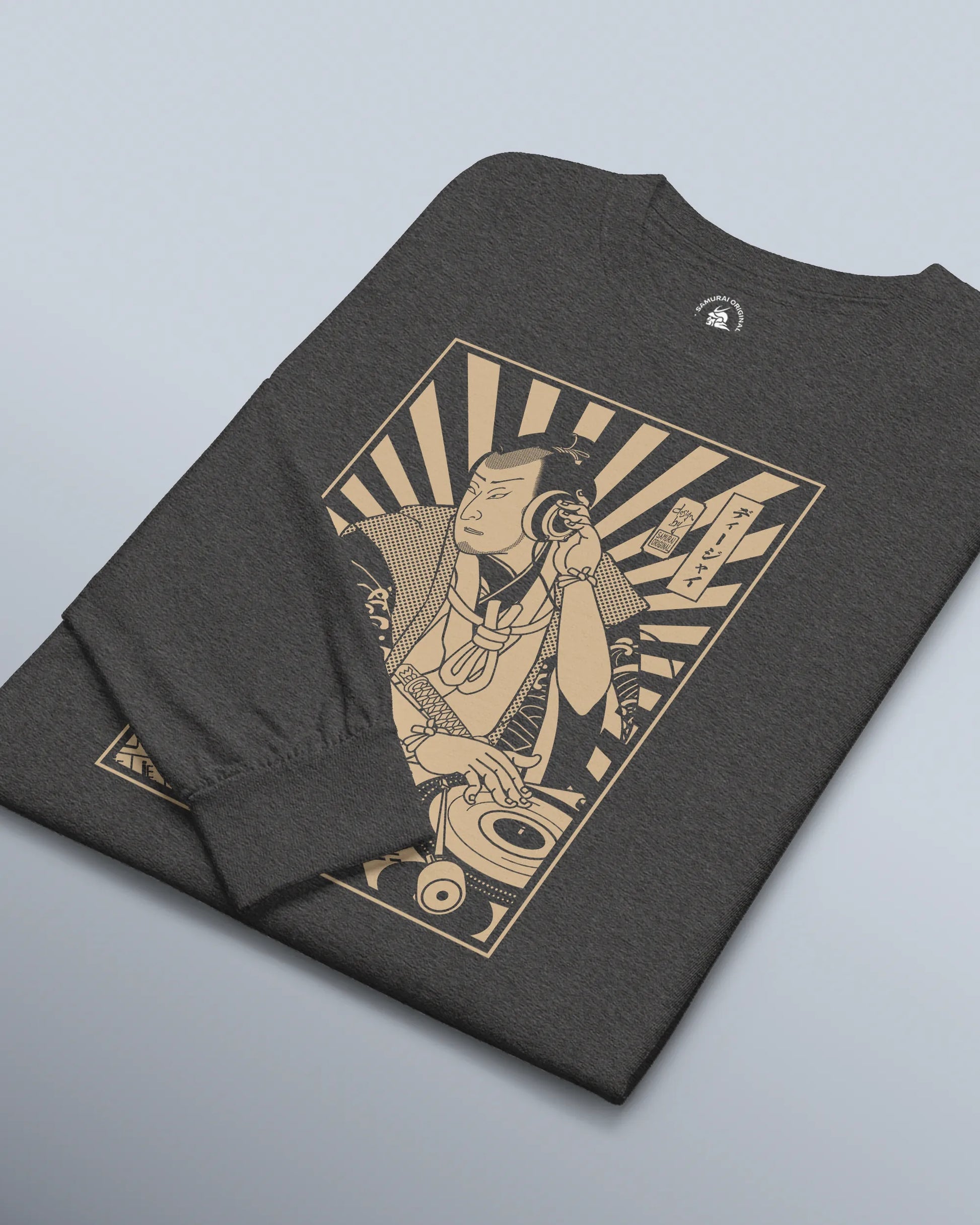 Samurai DJ 3 Turntable Music Ukiyo-e Unisex Long Sleeve Tee - Samurai Original