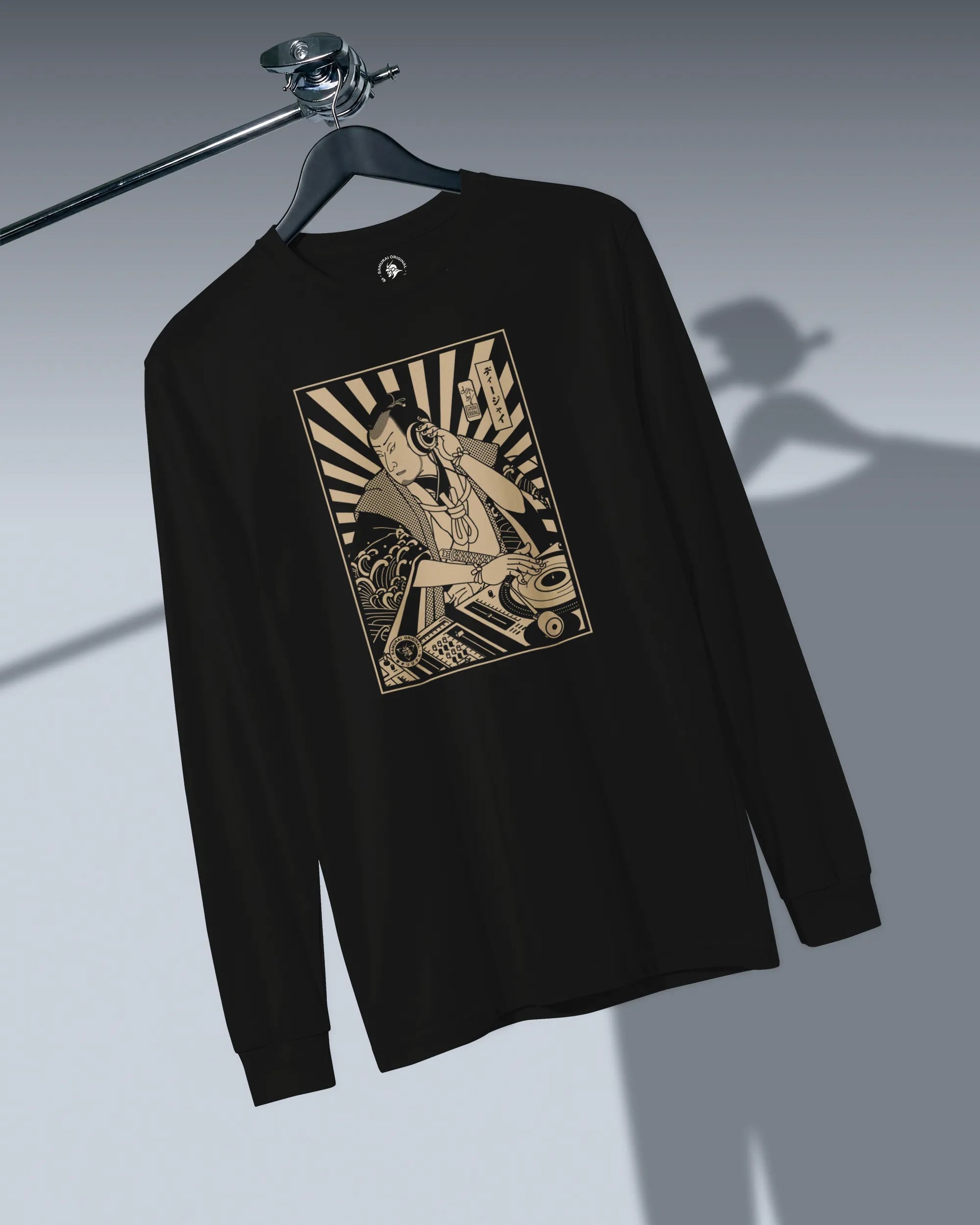 Samurai DJ 3 Turntable Music Ukiyo-e Unisex Long Sleeve Tee - Samurai Original