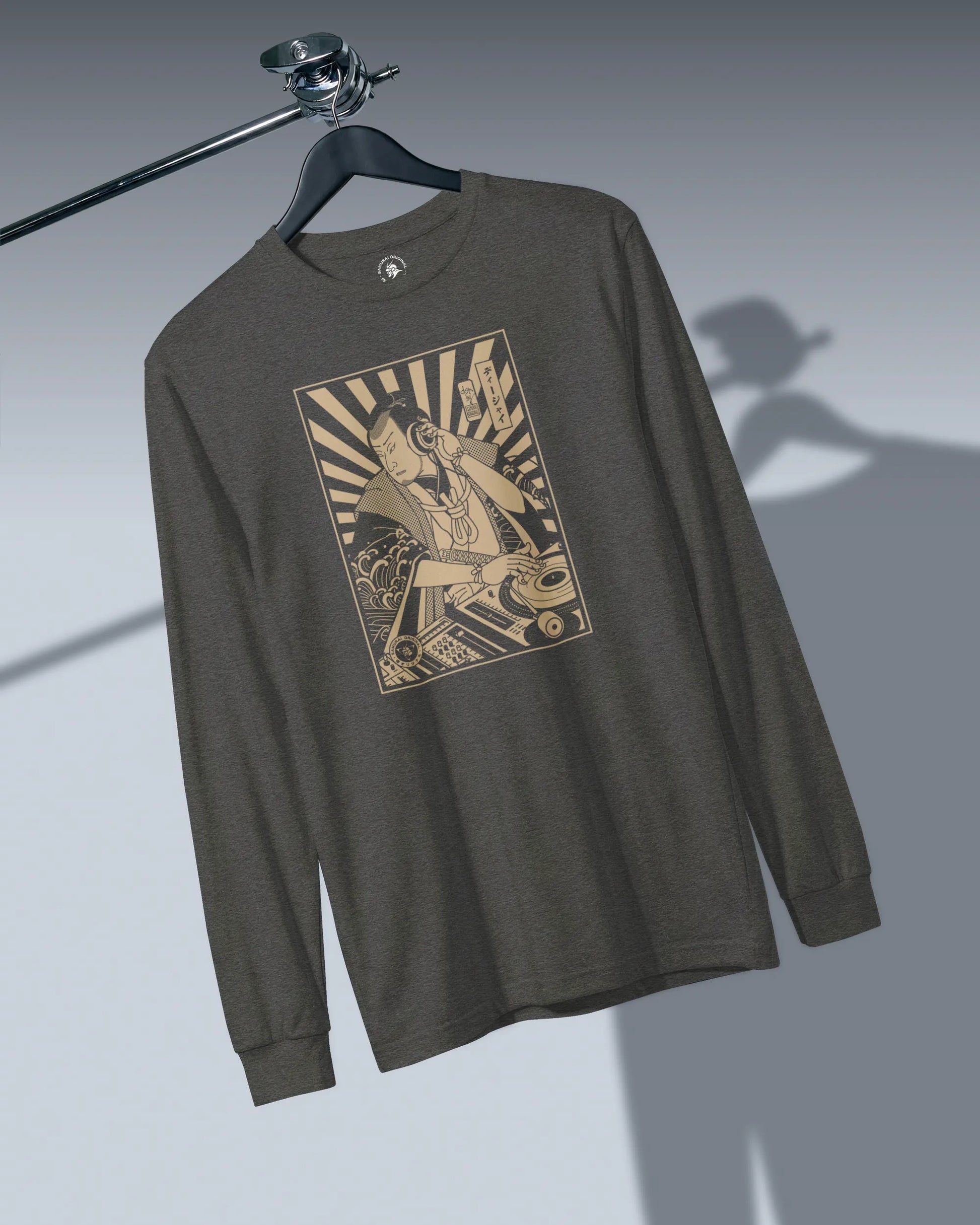 Samurai DJ 3 Turntable Music Ukiyo-e Unisex Long Sleeve Tee - Samurai Original