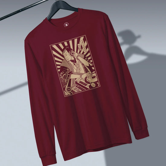 Samurai DJ 3 Turntable Music Ukiyo-e Unisex Long Sleeve Tee - Samurai Original