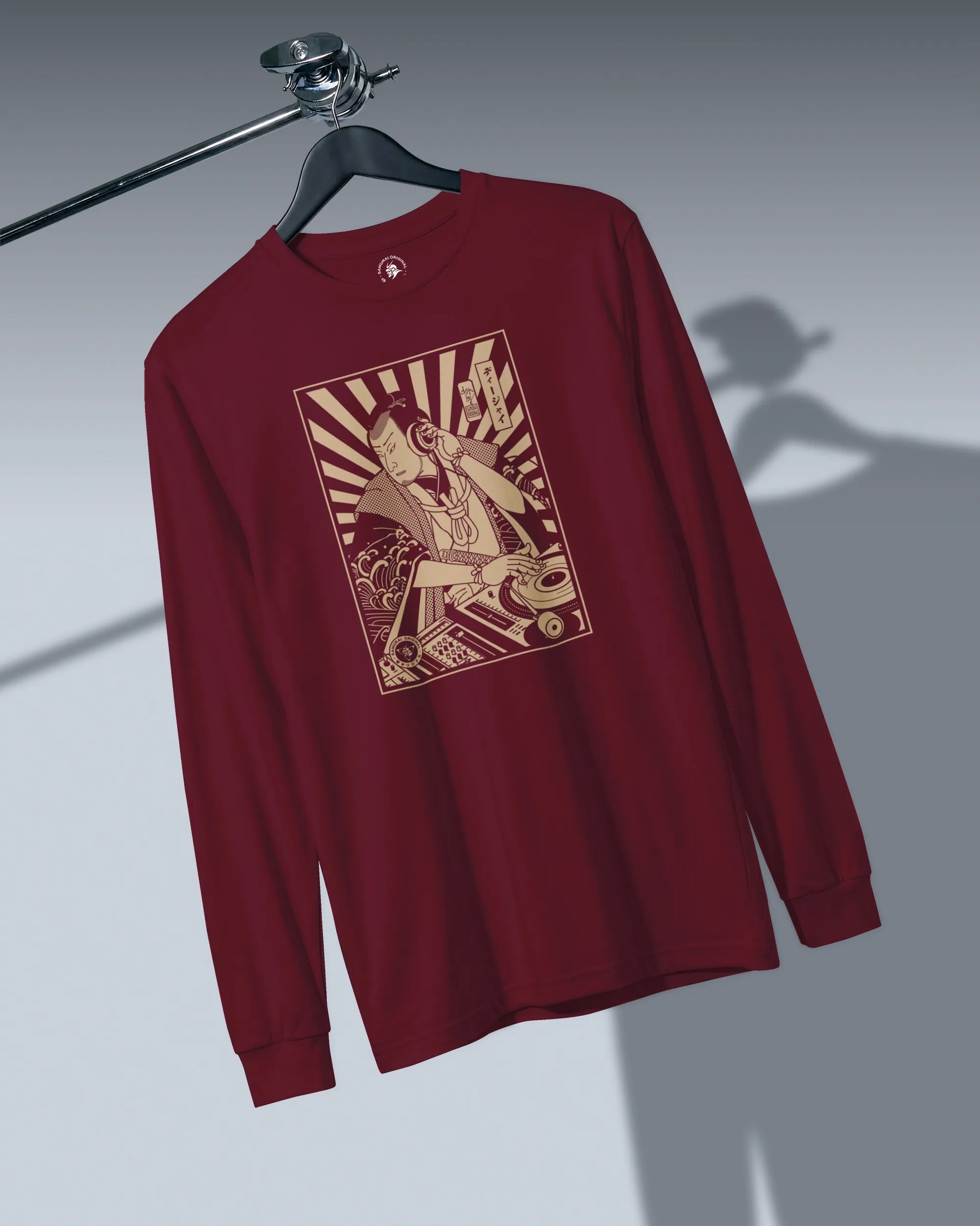 Samurai DJ 3 Turntable Music Ukiyo-e Unisex Long Sleeve Tee - Samurai Original