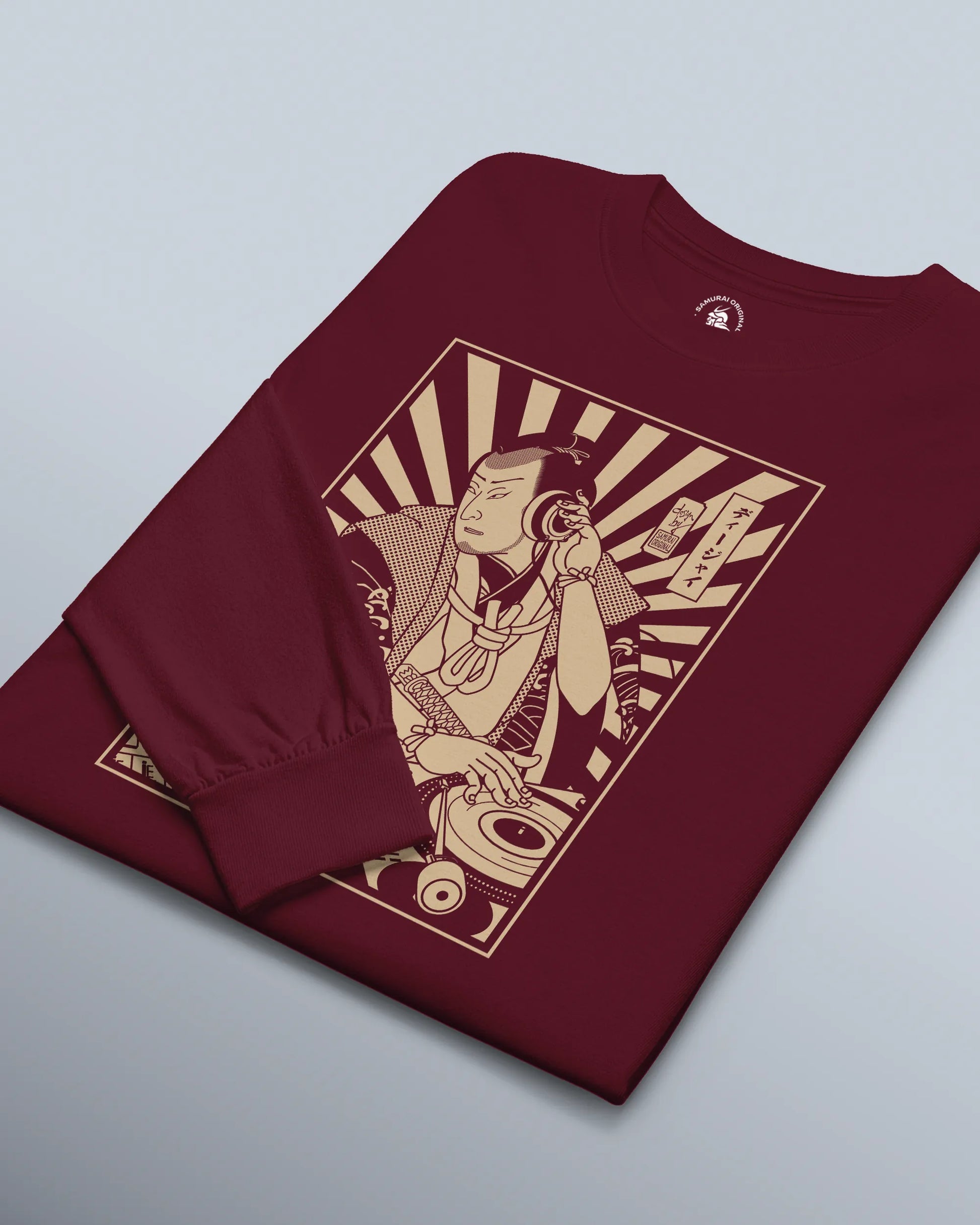 Samurai DJ 3 Turntable Music Ukiyo-e Unisex Long Sleeve Tee - Samurai Original
