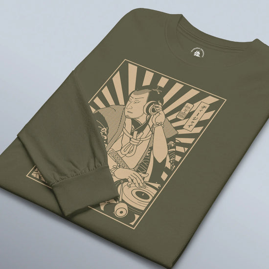Samurai DJ 3 Turntable Music Ukiyo-e Unisex Long Sleeve Tee - Samurai Original