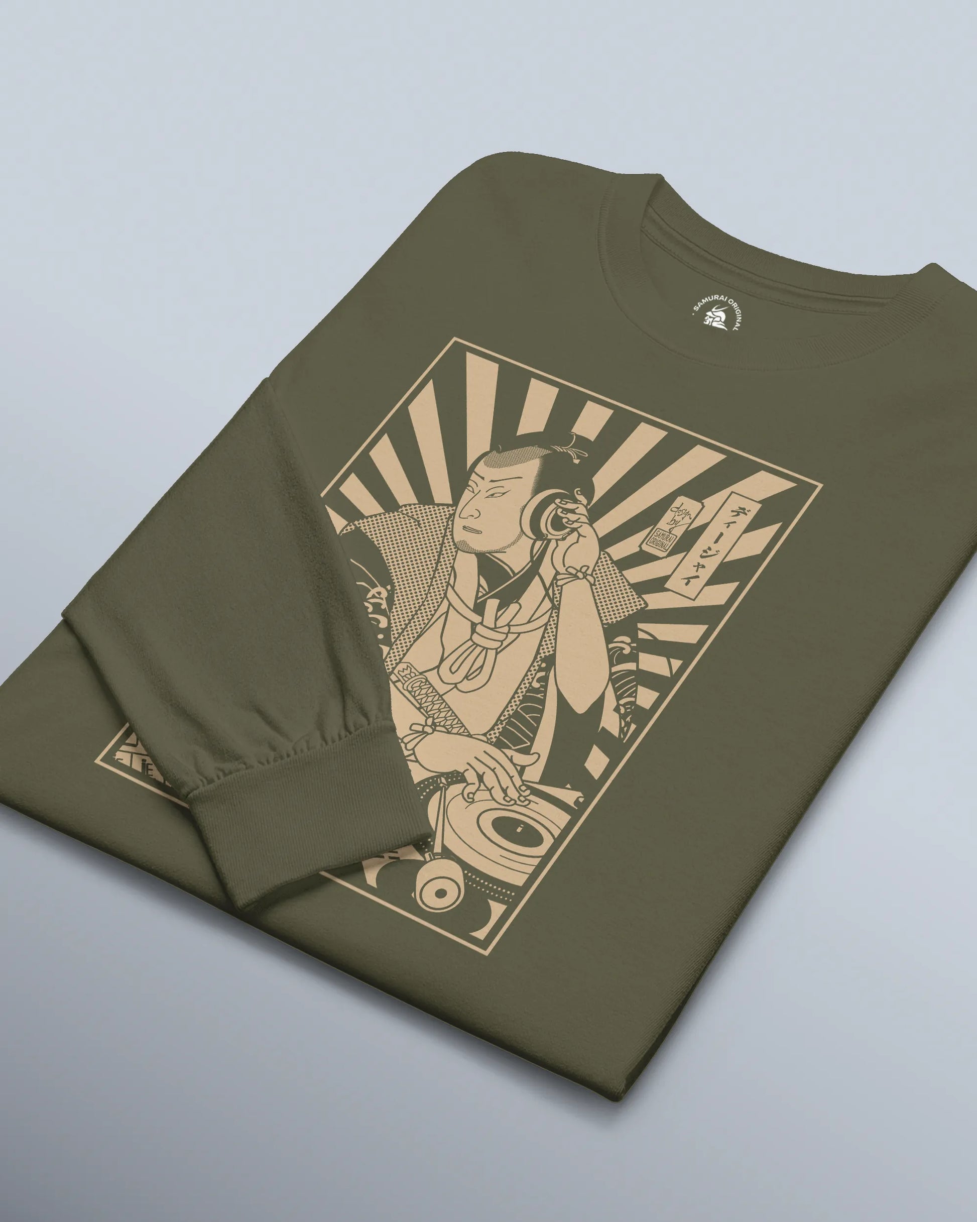 Samurai DJ 3 Turntable Music Ukiyo-e Unisex Long Sleeve Tee - Samurai Original