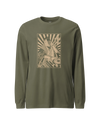 Samurai DJ 3 Turntable Music Ukiyo-e Unisex Long Sleeve Tee Military Green - Samurai Original