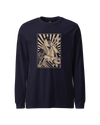 Samurai DJ 3 Turntable Music Ukiyo-e Unisex Long Sleeve Tee Navy - Samurai Original