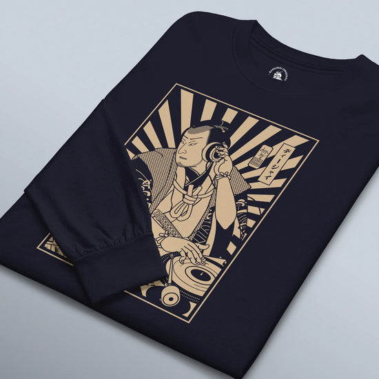 Samurai DJ 3 Turntable Music Ukiyo-e Unisex Long Sleeve Tee - Samurai Original