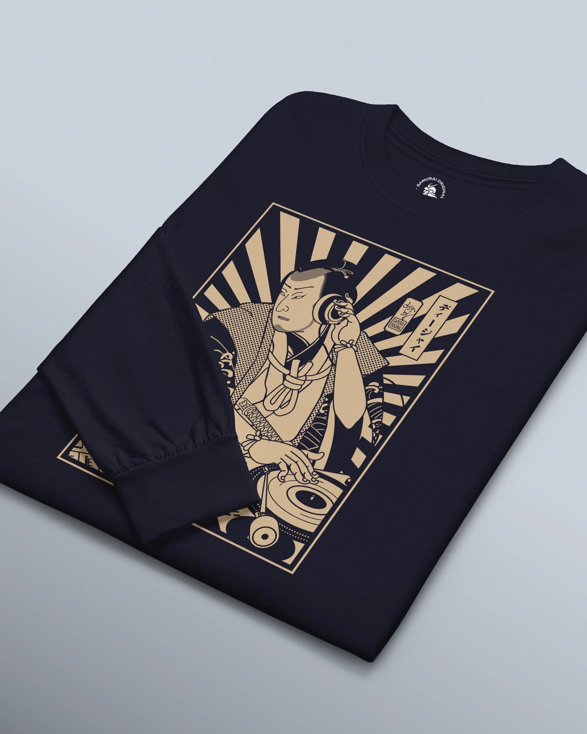 Samurai DJ 3 Turntable Music Ukiyo-e Unisex Long Sleeve Tee - Samurai Original