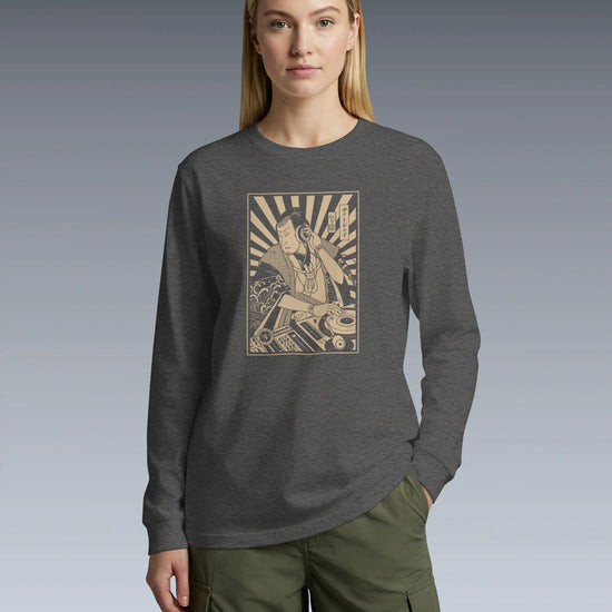 Samurai DJ 3 Turntable Music Ukiyo-e Unisex Long Sleeve Tee - Samurai Original